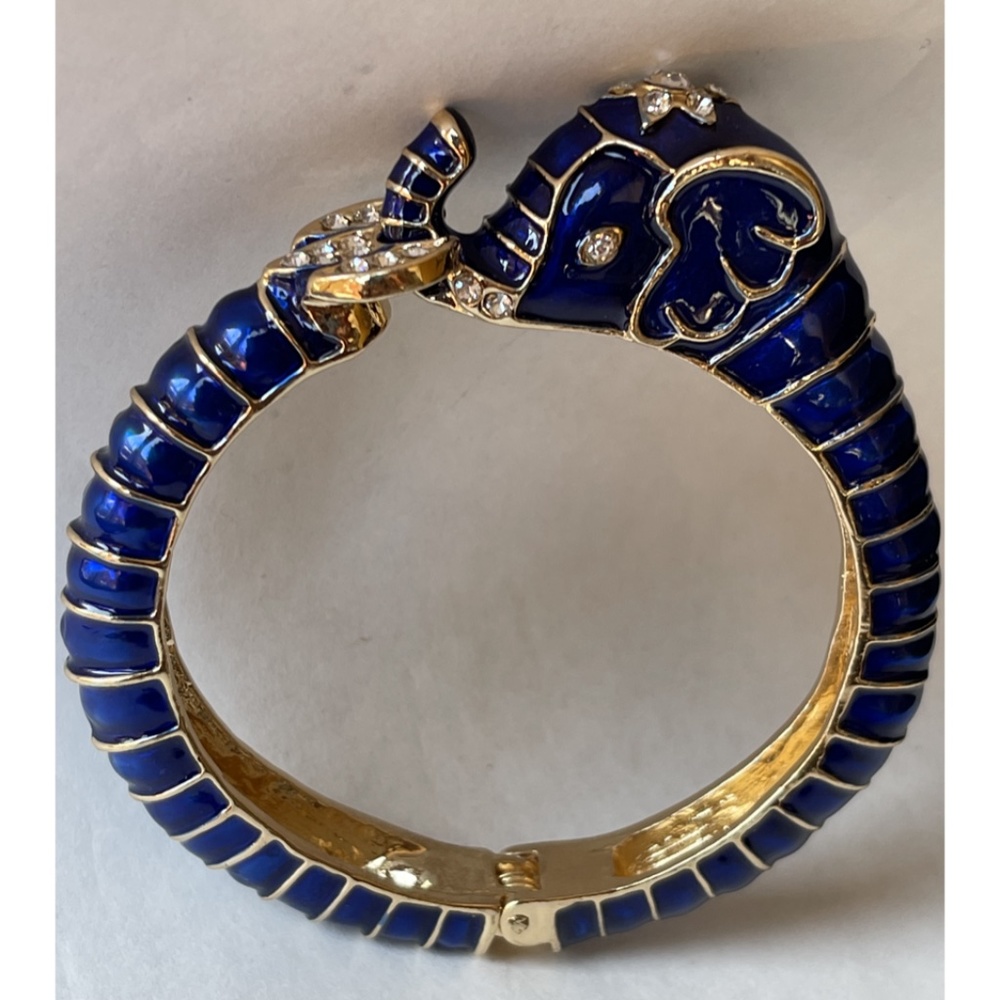 blue enamel elephant clamper bracelet lovely